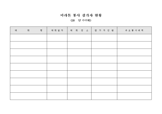 마라톤 봉사 참가자 현황 미리보기