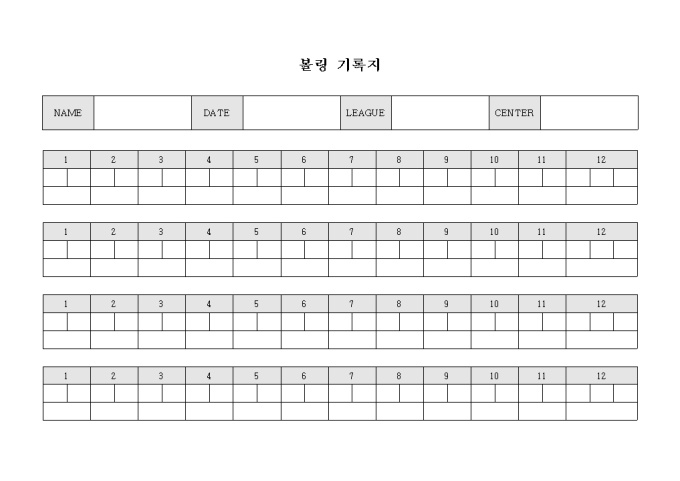 볼링기록지(스코어) 미리보기