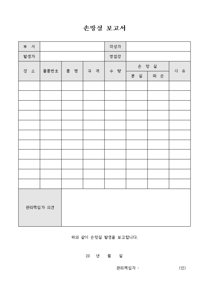 손망실 보고서 미리보기