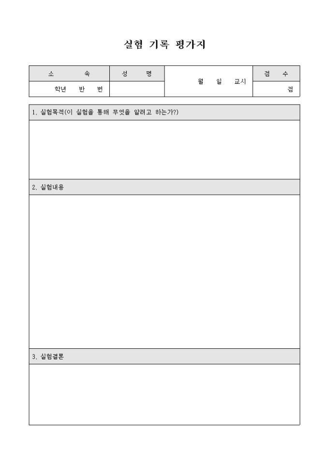 실험 기록 평가지 미리보기