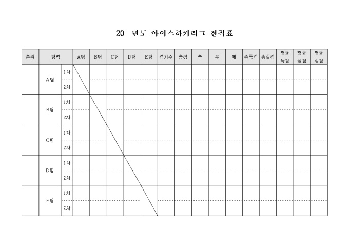 아이스하키 리그 전적표 미리보기