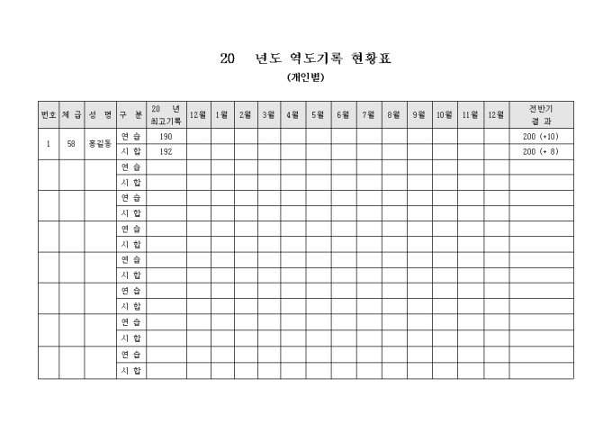 역도 기록 현황표(개인별) 미리보기