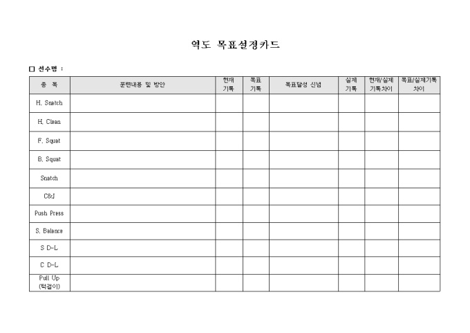 역도 목표 설정 카드 미리보기