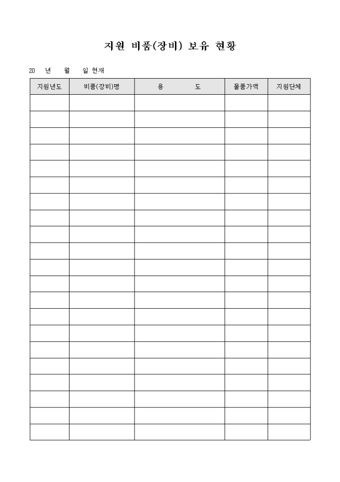 지원 비품(장비) 보유 현황 미리보기