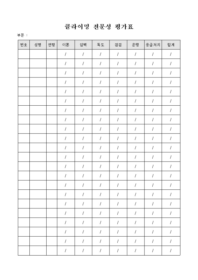클라이밍 전문성 평가표 미리보기