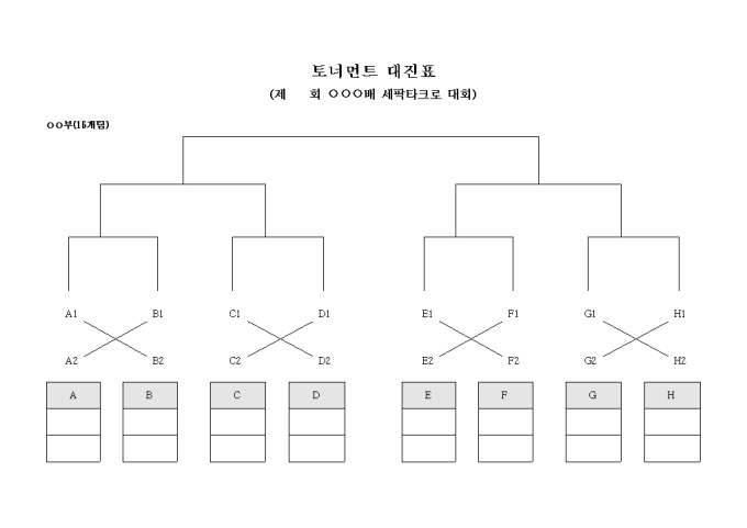 토너먼트 대진표(세팍타크로 대회 16개팀) 미리보기
