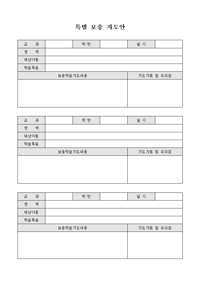 특별 보충 지도안 미리보기