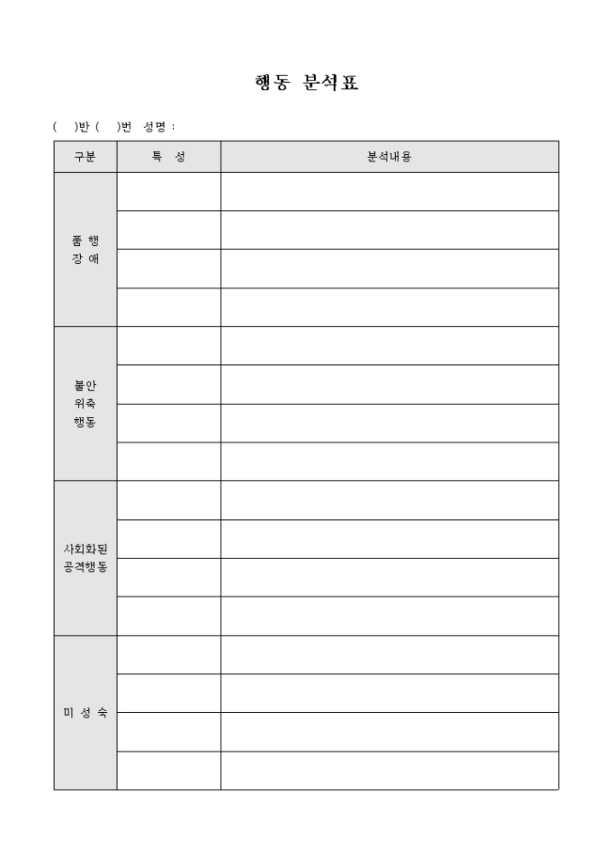 행동 분석표 미리보기