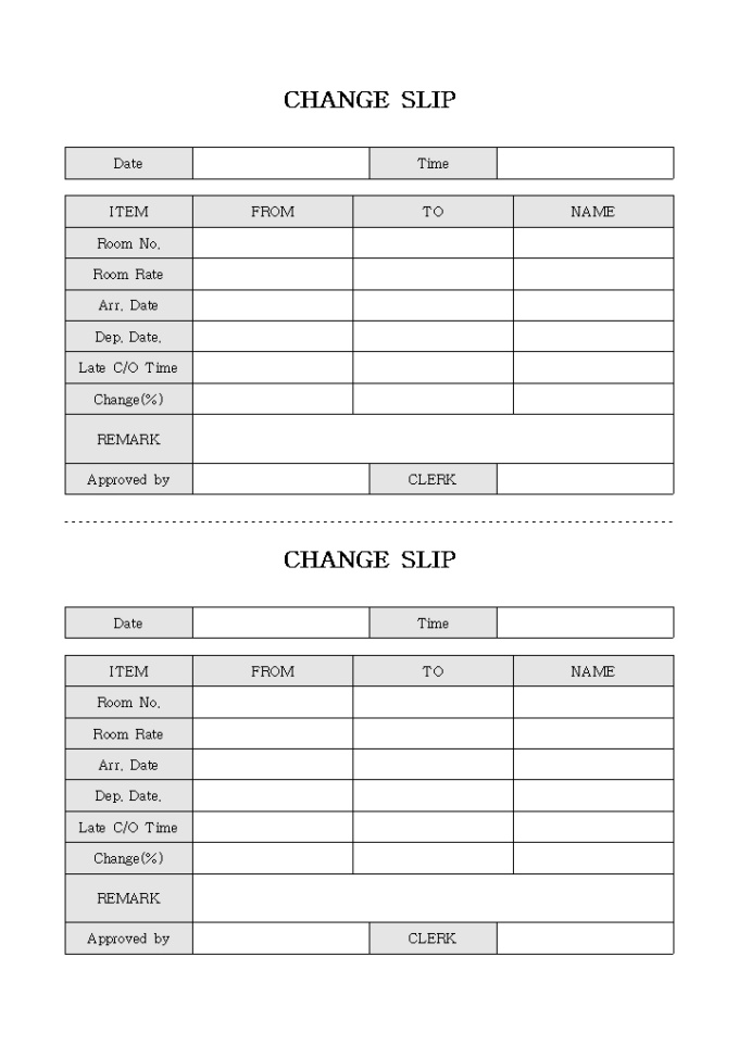 CHANGE SLIP 미리보기