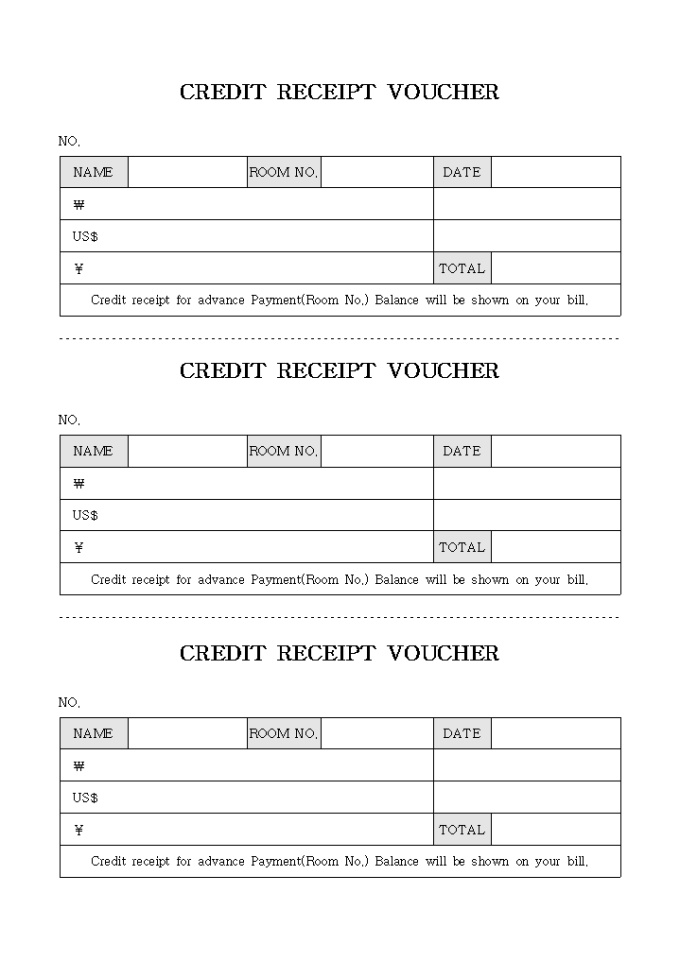 CREDIT RECEIPT VOUCHER 미리보기