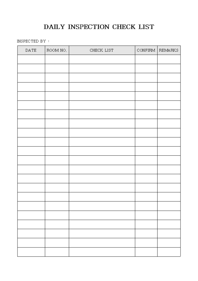 DAILY INSPECTION CHECK LIST 미리보기