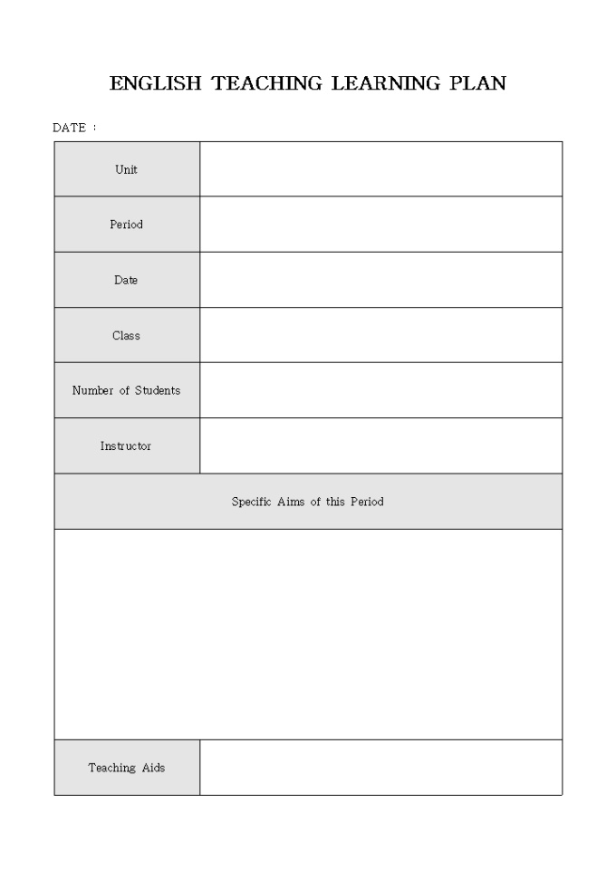 ENGLISH TEACHING LEARNING PLAN 미리보기