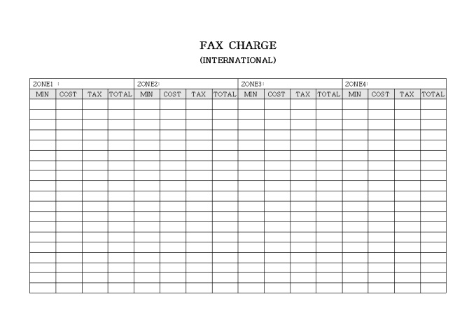 FAX CHARGE(INTERNATIONAL) 미리보기