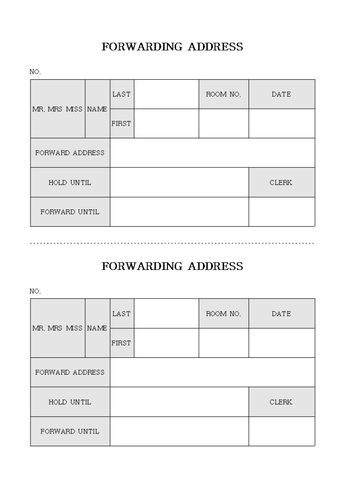 FORWARDING ADDRESS 미리보기