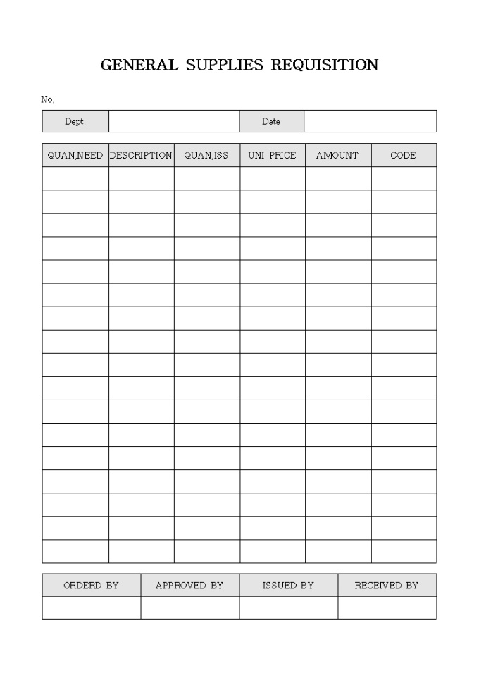 GENERAL SUPPLIES REQUISITION 미리보기
