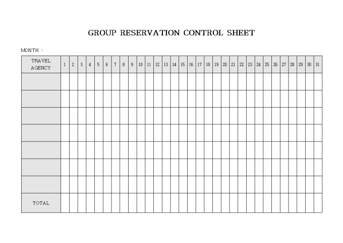 GROUP RESERVATION CONTROL SHEET 미리보기
