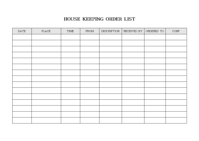 HOUSE KEEPING ORDER LIST 미리보기