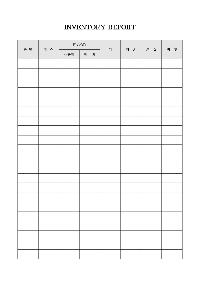 INVENTORY REPORT 미리보기
