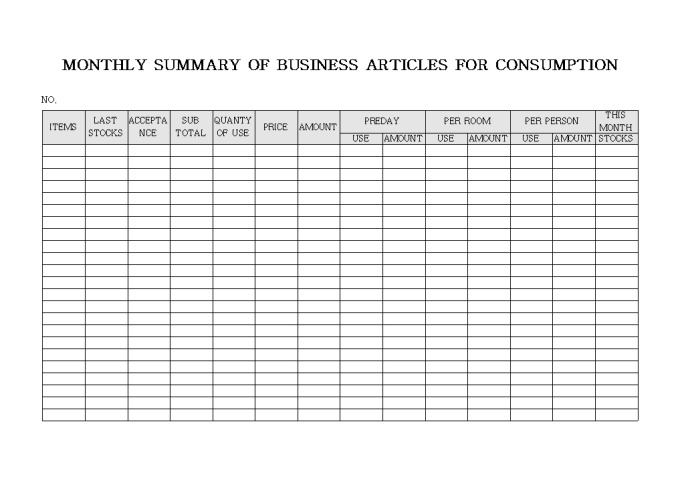 MONTHLY SUMMARY OF BUSINESS ARTICLES FOR CONSUMPTION 미리보기