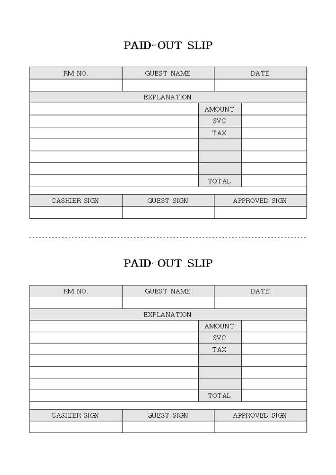 PAID-OUT SLIP 미리보기