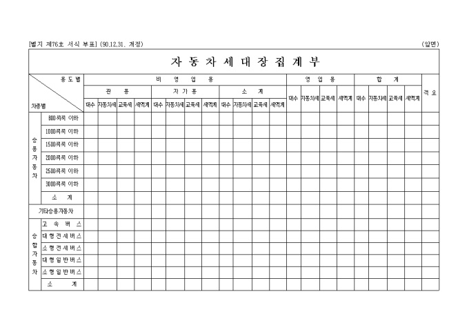 자동차세 대장집계부 미리보기