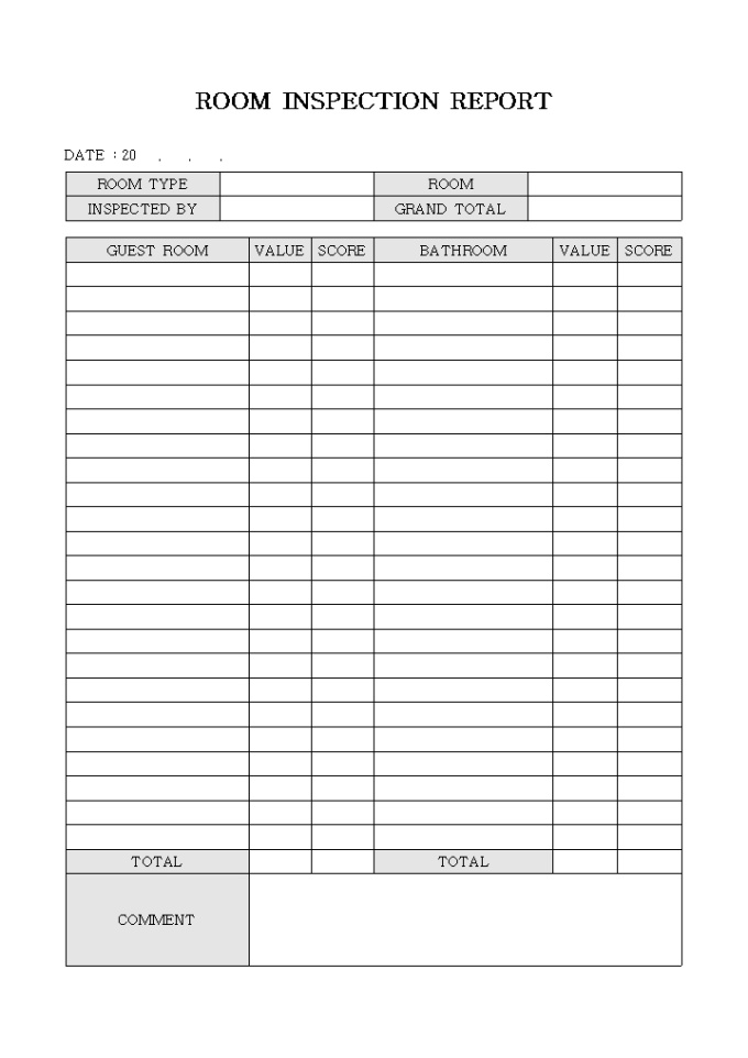 ROOM INSPECTION REPORT(SCORE) 미리보기