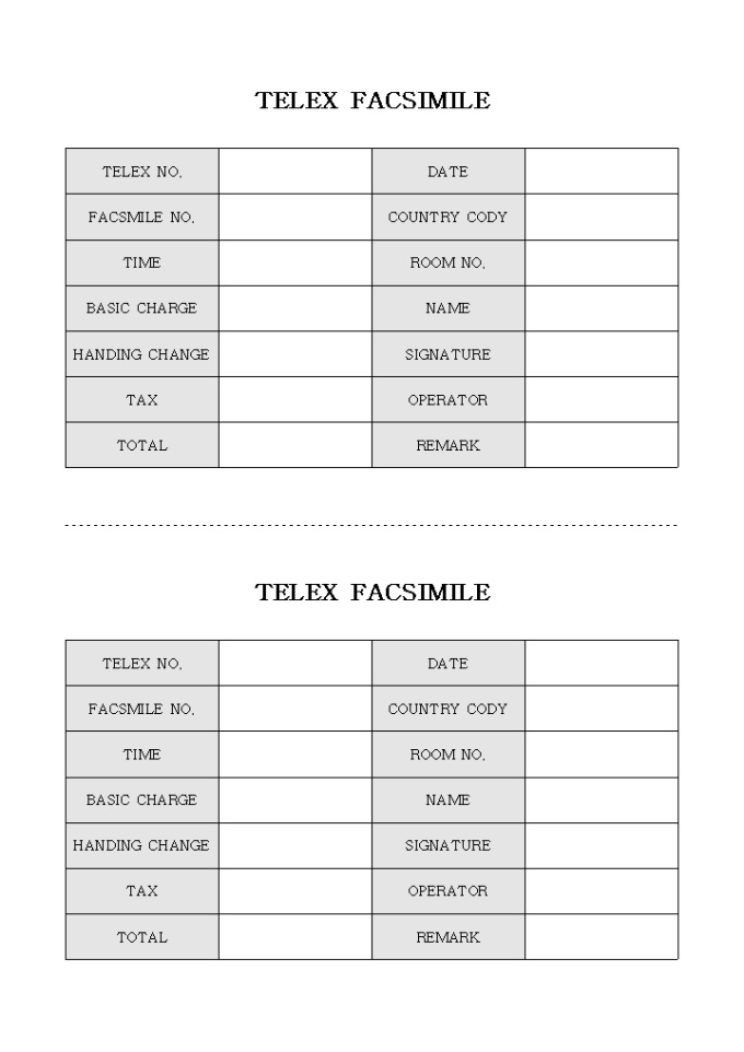 TELEX FACSIMILE(HOTEL) 미리보기