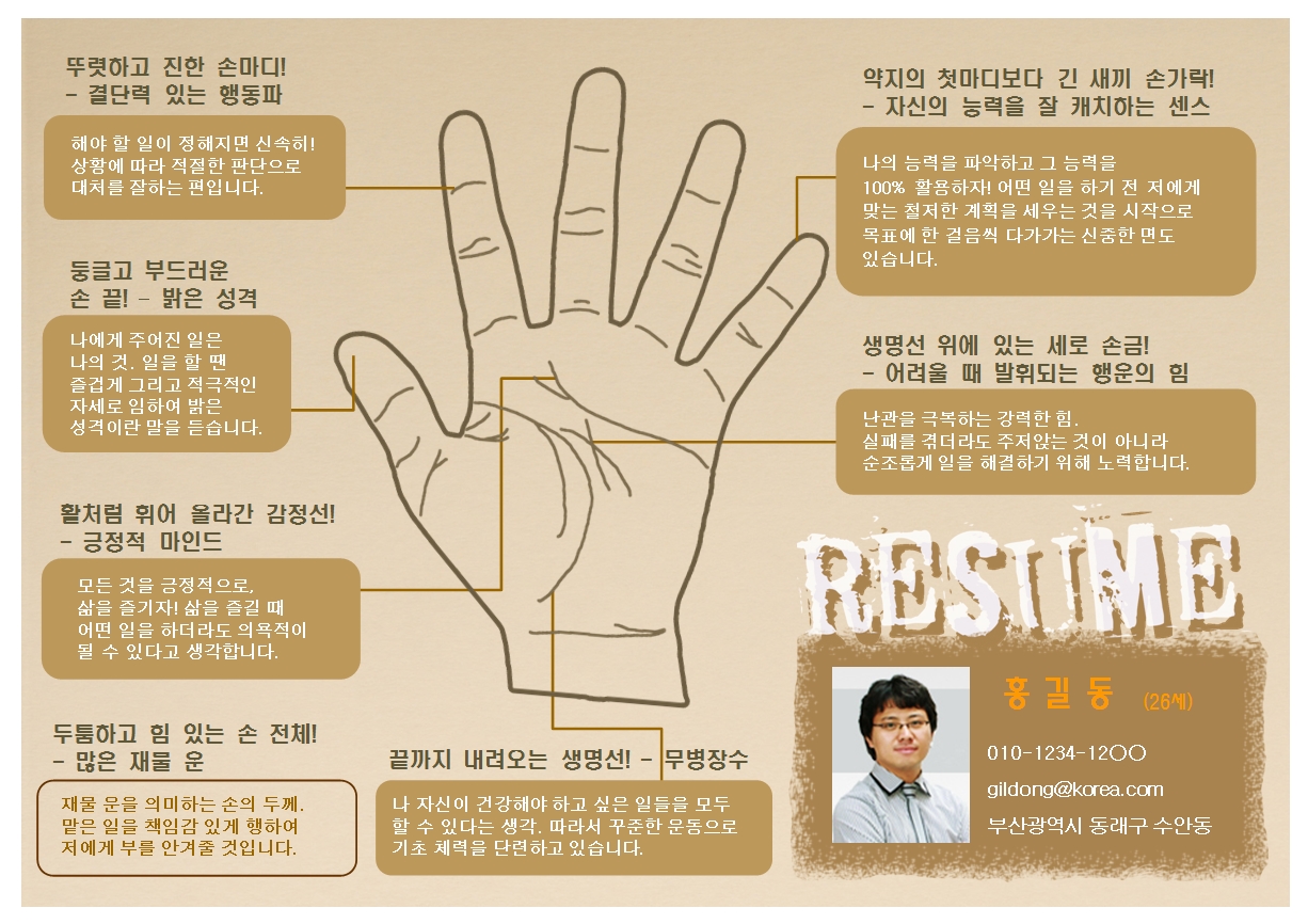 손금이력서(왼쪽 손모양) 미리보기