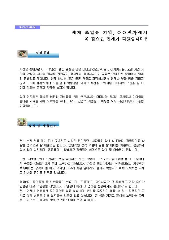 일반사무 자기소개서(전자)_신입 미리보기