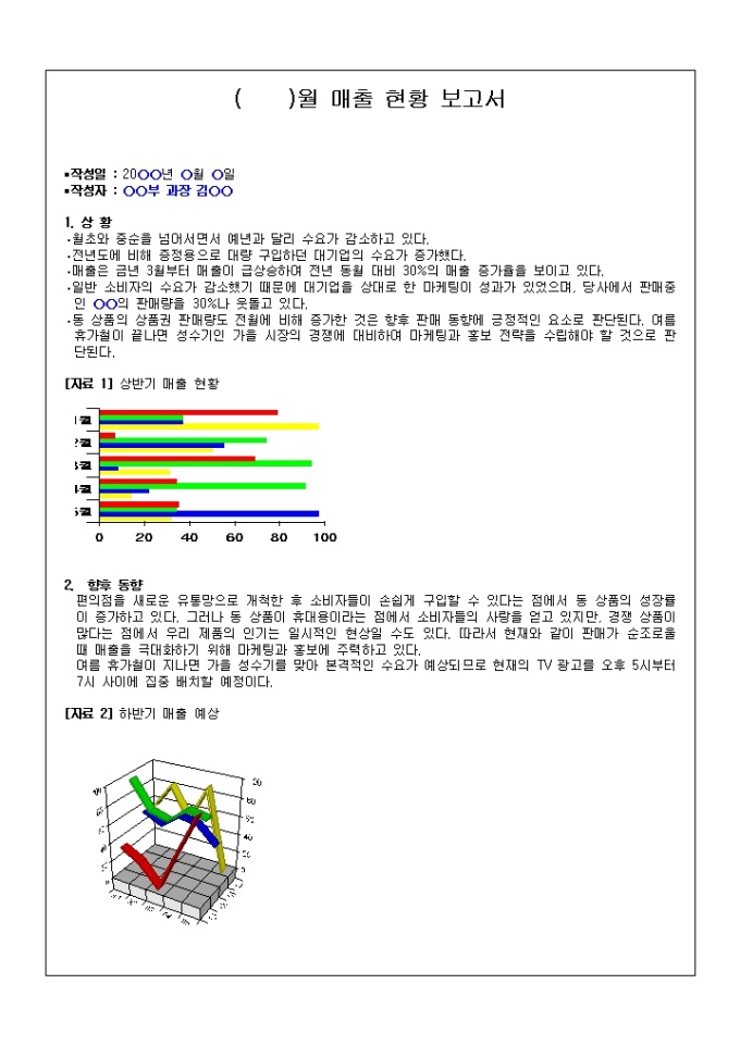 월간 업무 보고서(매출 현황) 미리보기