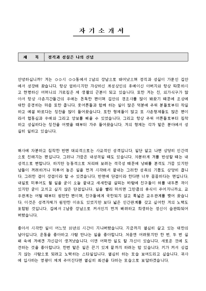 운전직 자기소개서(경력) 미리보기