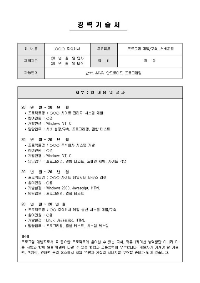 경력기술서(개발)_전문가 감수 미리보기