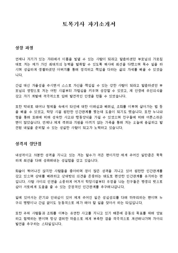 토목기사 자기소개서 미리보기