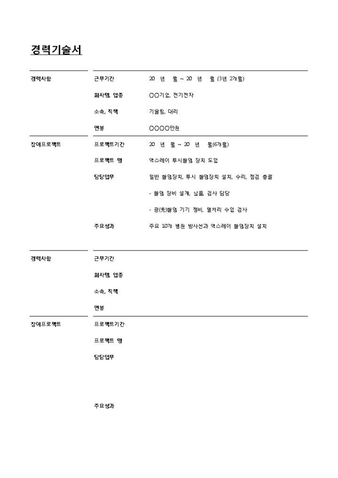 경력기술서(엔지니어)_전문가 감수 미리보기