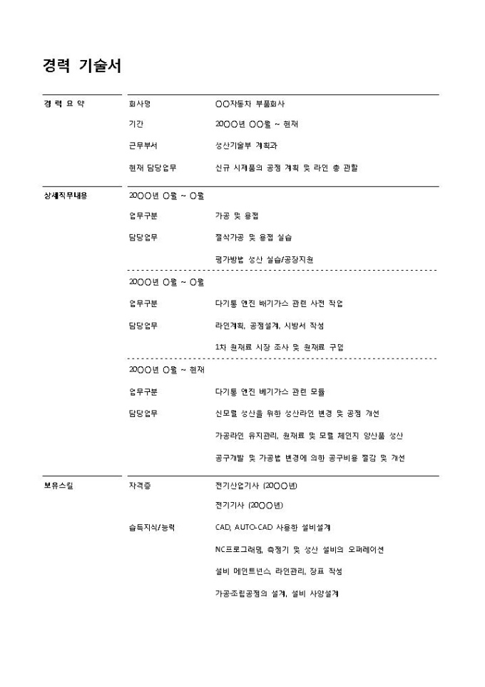 경력기술서(기계화학_생산기술) 미리보기