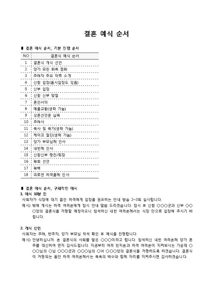결혼예식순서 미리보기