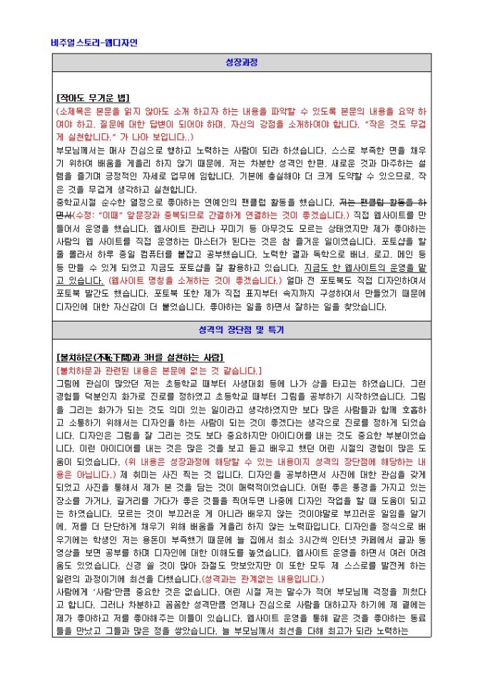 비주얼스토리 웹디자인 자기소개서 미리보기