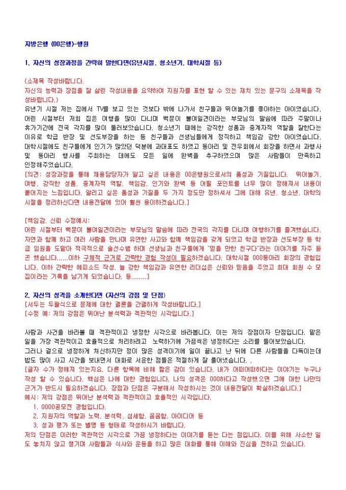 지방은행 은행원 자기소개서 07 미리보기