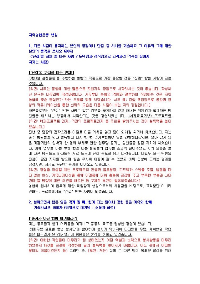 지역농협은행 은행원 자기소개서 09 미리보기