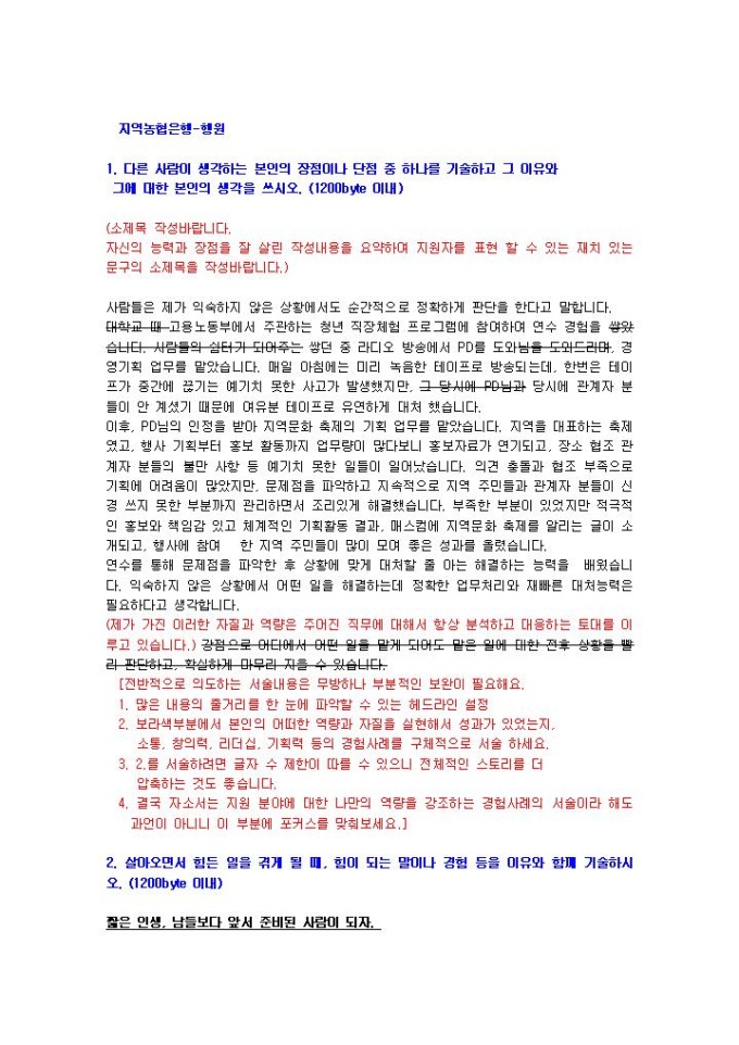 지역농협은행 은행원 자기소개서 13 미리보기