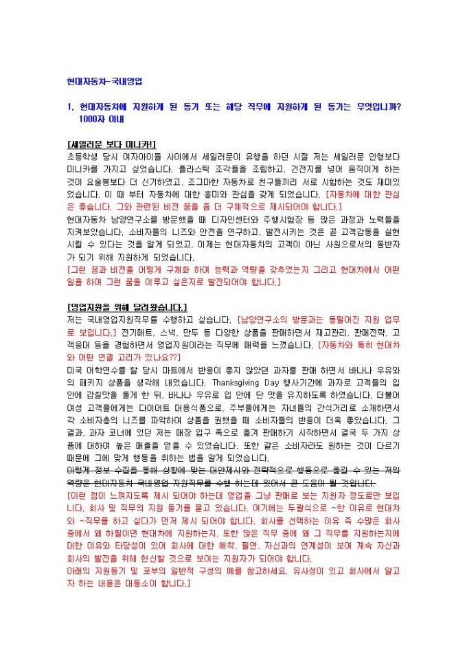 현대자동차 국내영업 자기소개서 03 미리보기