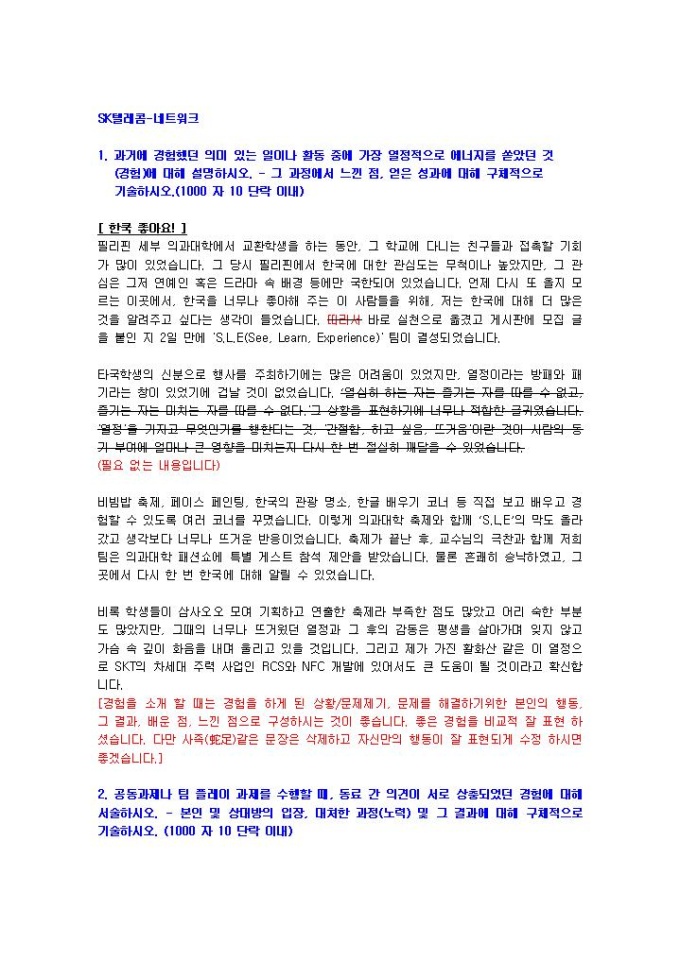 SK텔레콤 네트워크운용 자기소개서 03 미리보기