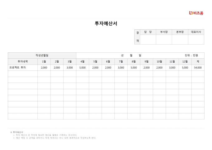 투자예산서 미리보기