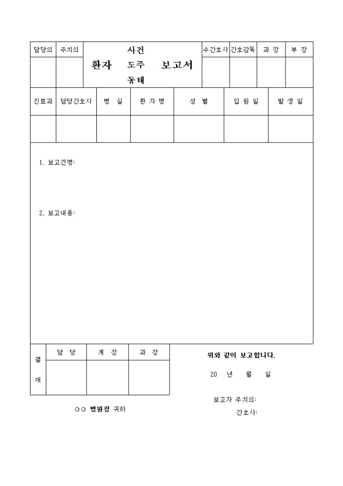 환자동태 보고서 미리보기