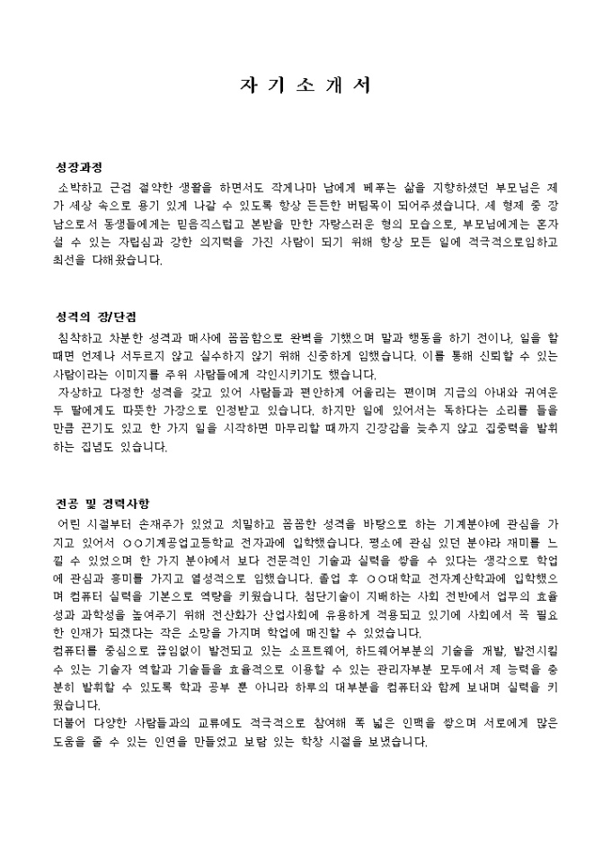 시스템엔지니어, DB 자기소개서 샘플(자동차회사)_경력 미리보기