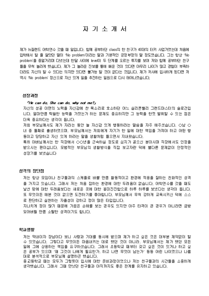일반사무직 자기소개서 샘플(기획, 전략)_신입 미리보기