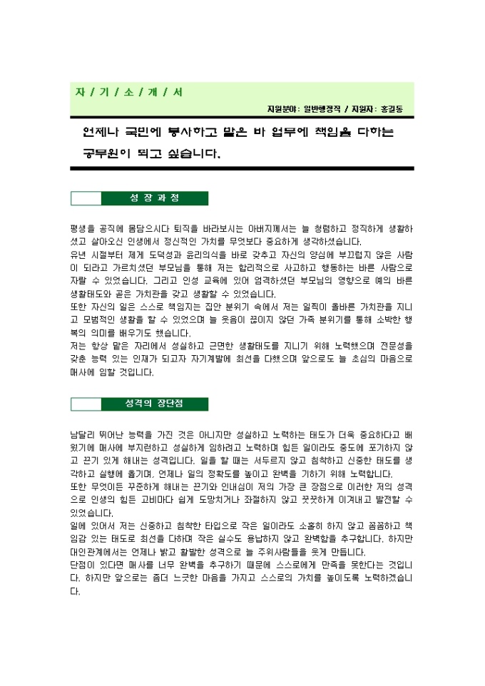공무원 자기소개서(행정)_신입 미리보기