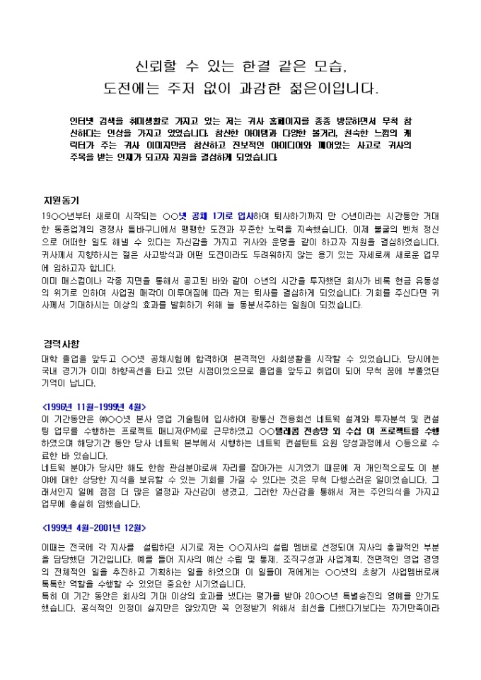 네트워크 설계 자기소개서_경력 미리보기
